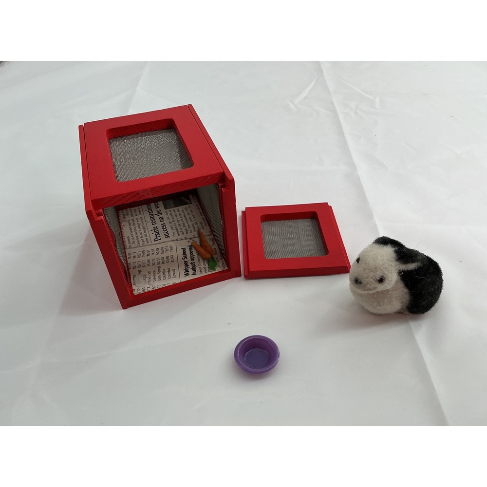 Vintage Pleasant Company American Girl Baxter the Bunny cage dish bunny set